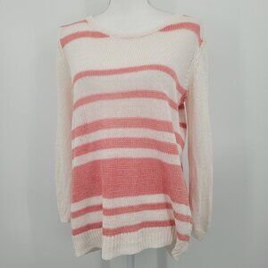 360Sweater Jagger Coral & Ivory Striped Sweater